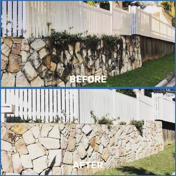 retaining wall pressure cleaning Canberra before and after